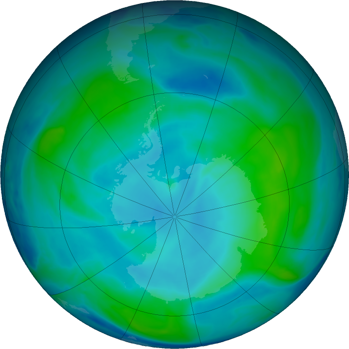 Antarctic ozone map for 11 February 2017